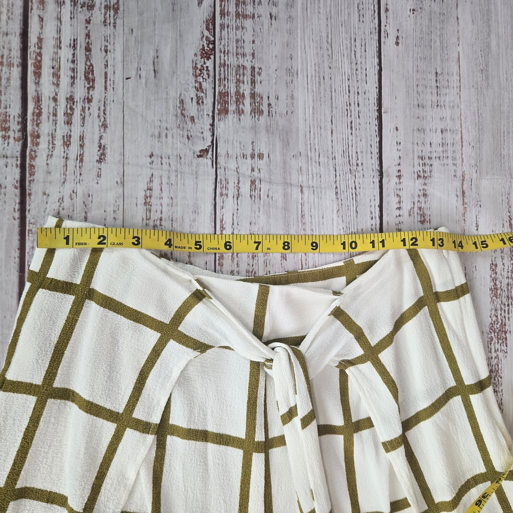 Anthropologie Sancia Helena Tie Wrap Shorts Sz S White Check Whimsical Boho Chic - Picture 8 of 11